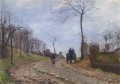 carriage on a country road winter outskirts of louveciennes 1872 Camille Pissarro